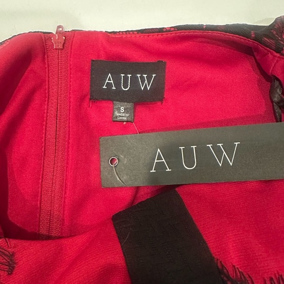 AUW NWT Black Red Mini Dress Unconventional Lace Sz S Whimsigoth Fairy Dark Goth - Picture 2 of 8